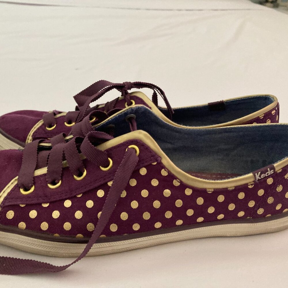 Taylor Swift Keds purple Sneakers with Gold Polka Dots